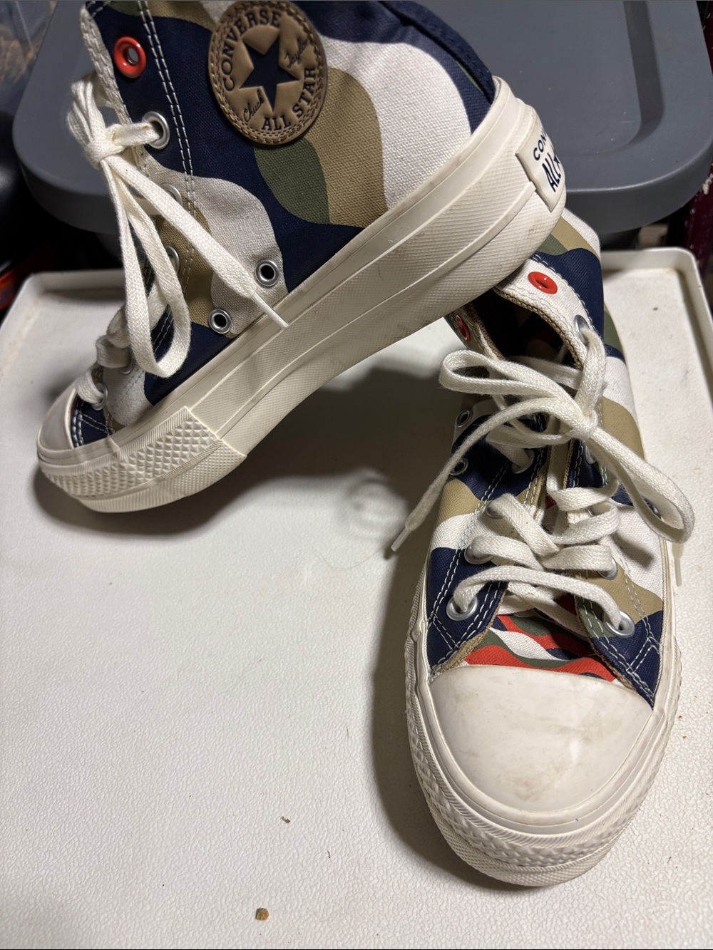 Converse High-Top Sneakers in Navy and Camo